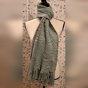 EUC J Mclaughlin Grey & Aqua Wool & Cashmere Casual Neutral Prep Boho Scarf Wrap
